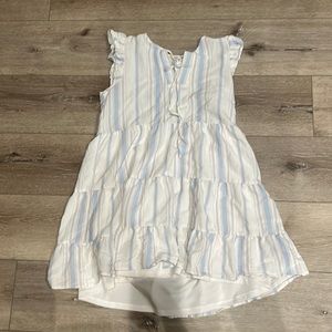 Altar’d State, striped mini dress, flowy, white and blue, SMALL